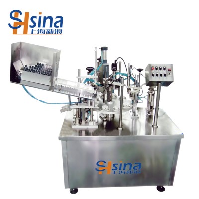 Automatic Rotary Table Aluminium Hair Color Cream Ointment and Shampoo Tube Filling and Sealing Machine Manufacturers